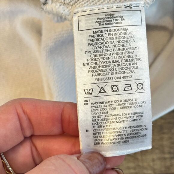 Adidas Black White Big Logo Hoodie Sweatshirt Trefoil Large Cotton - Picture 11 of 11